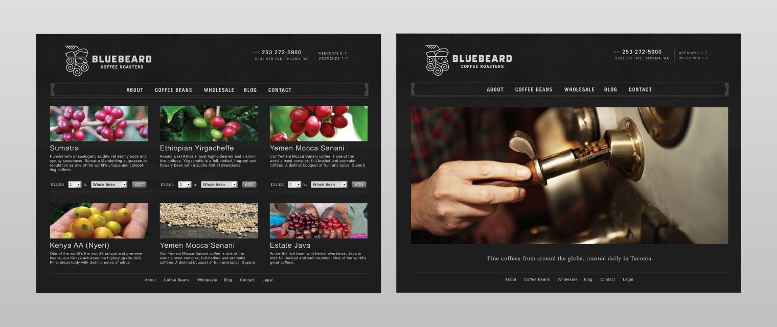 Bluebeard Coffee Roasters website